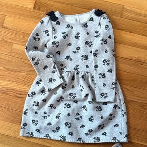 Carter's Gray Knit Long-Sleeve Dress with Black Floral Print